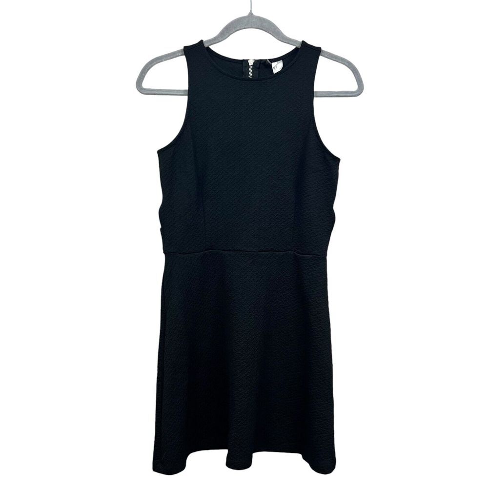 H&M Divided Womens Halter Dress Round Neck Stretch Cut Sides Zip Black Size 8*